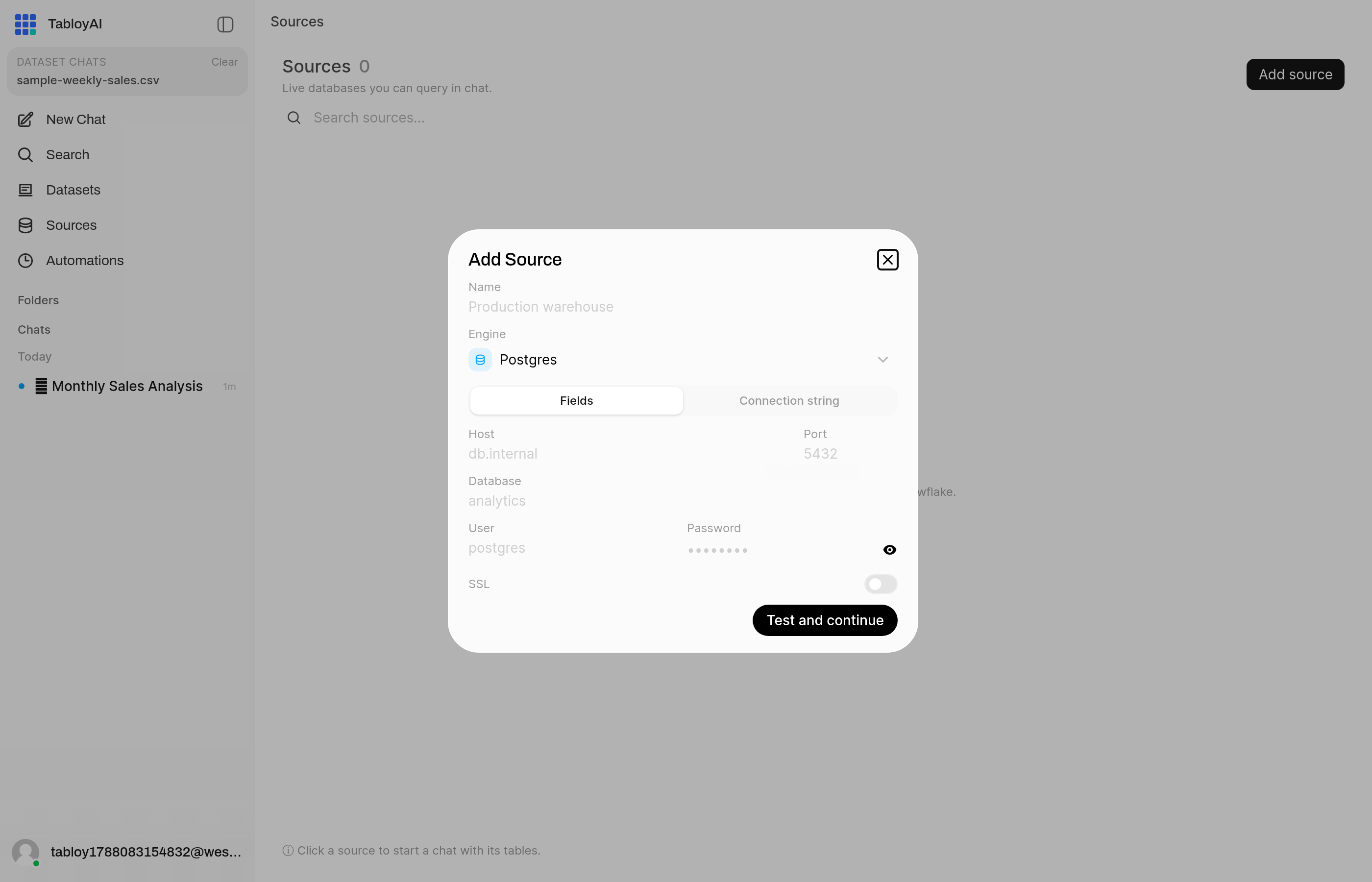 Add Source form
